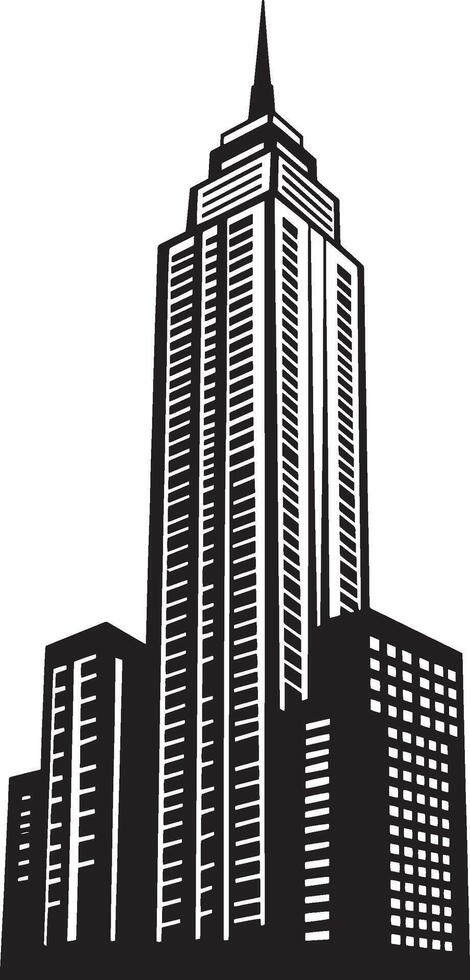 A monochrome sketch of a towering building. vector