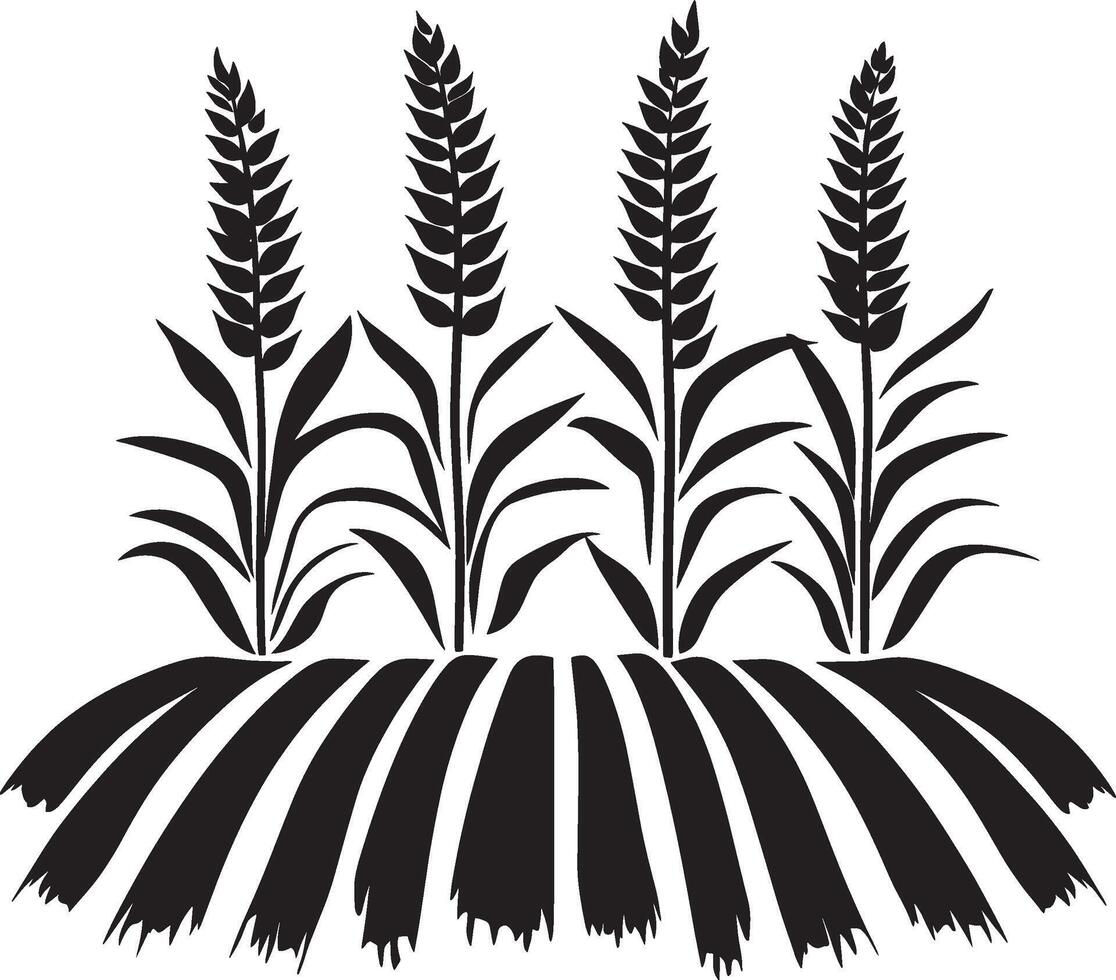 a black and white illustration of wheat fields vector