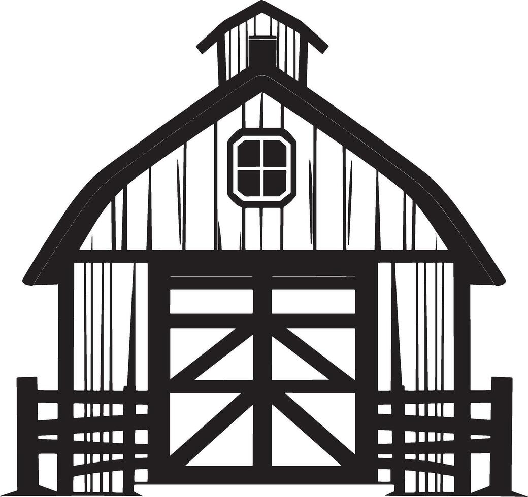 a barn with a door and gate on a white background vector