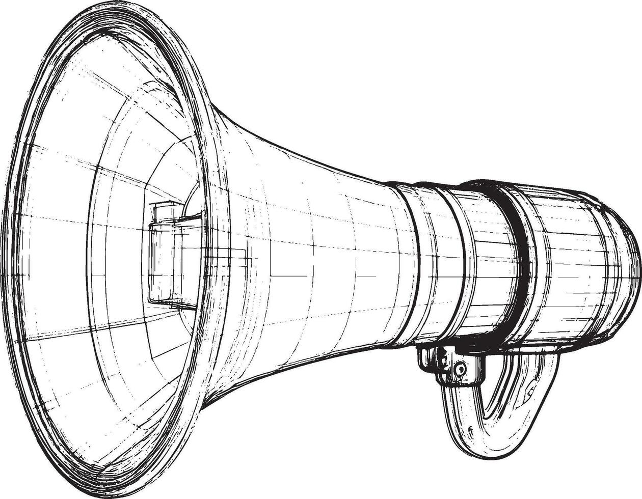 a drawing of a megaphone on a white background vector