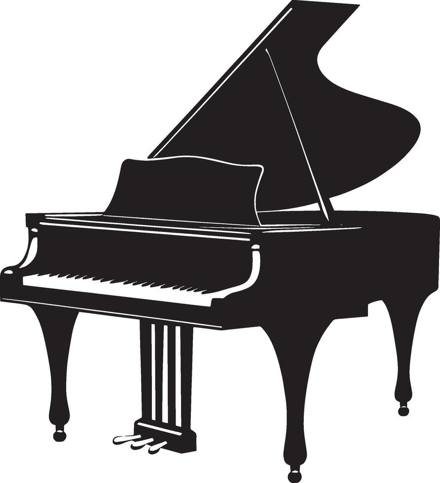 Piano simple silhouette black illustration vector