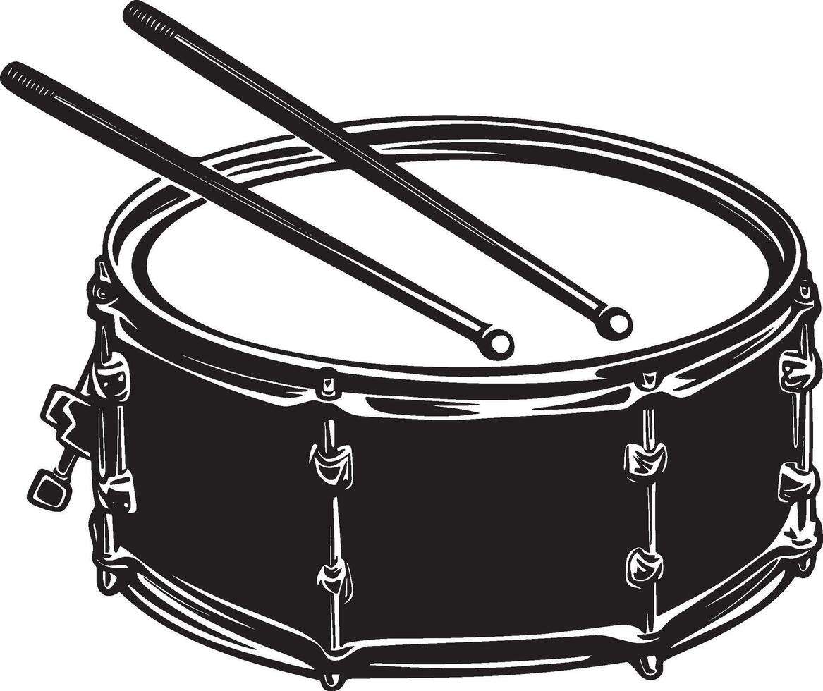 Snare Drum with Sticks simple silhouette black illustrati vector