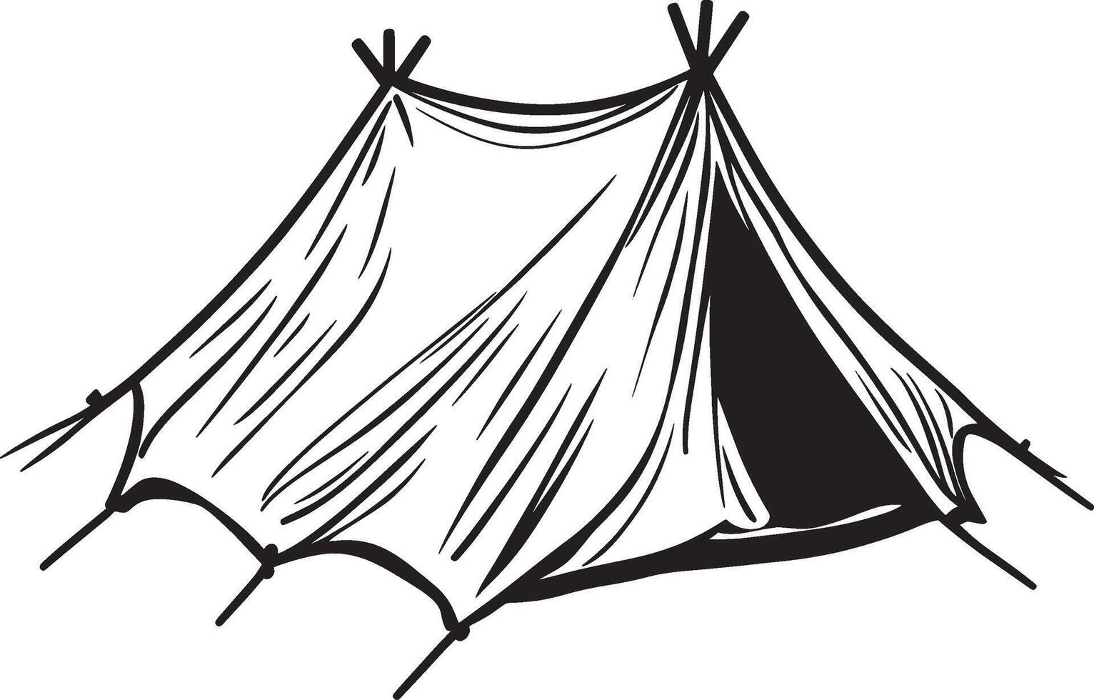 Tent outline black illustration vector