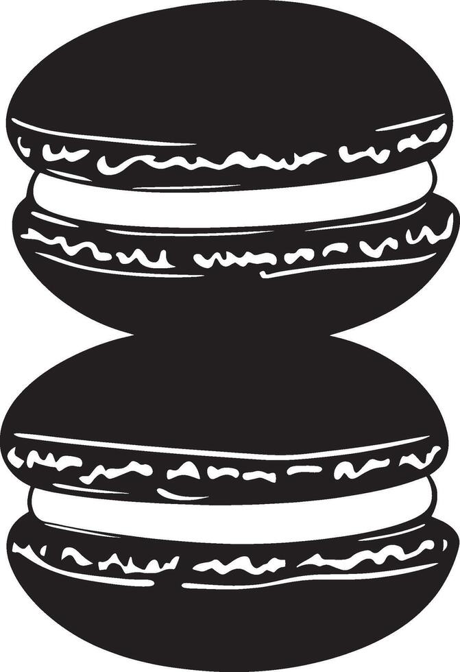 A simple black-and-white illustration of a macaron. vector