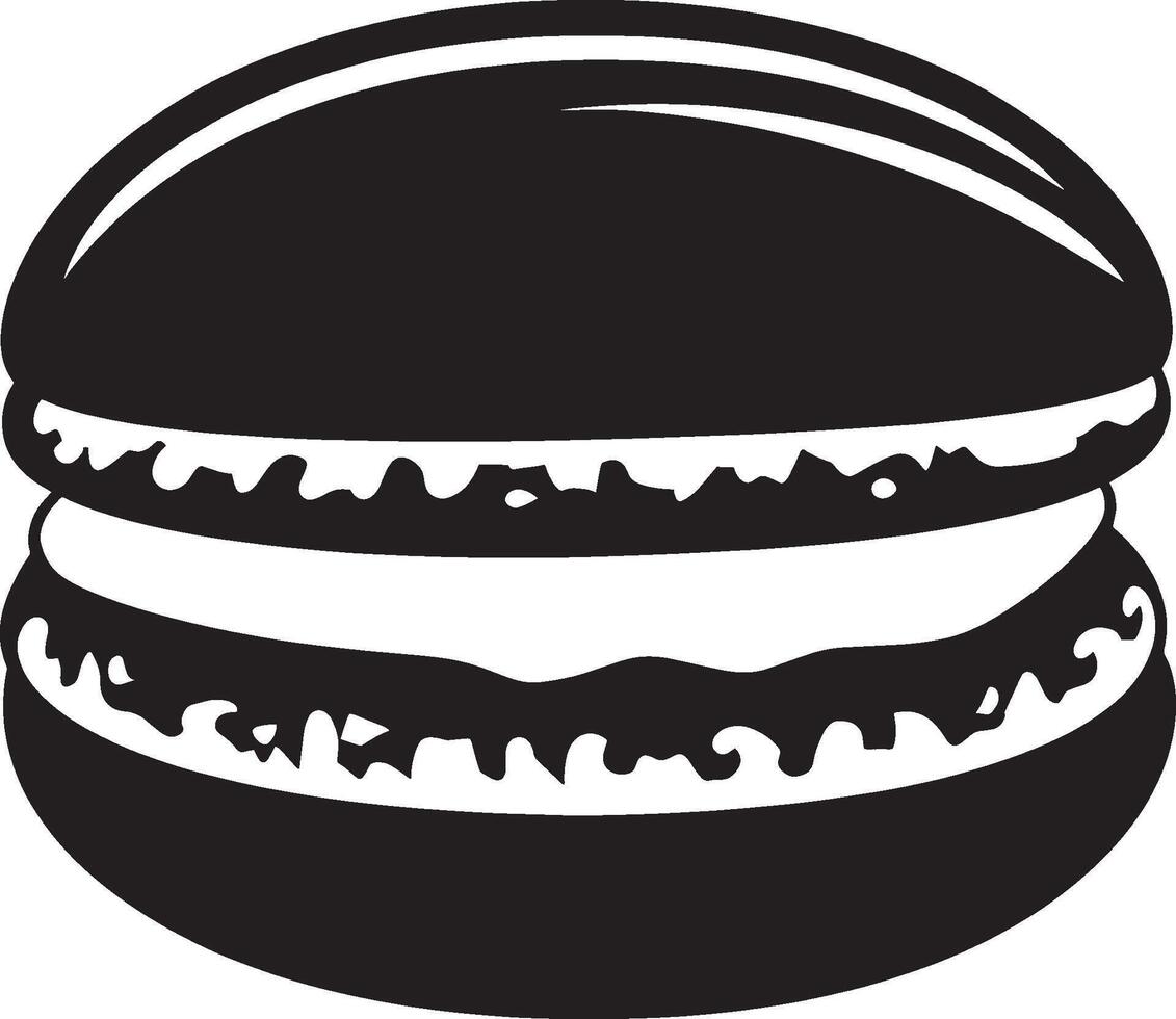 A minimalist silhouette drawing of a macaron vector