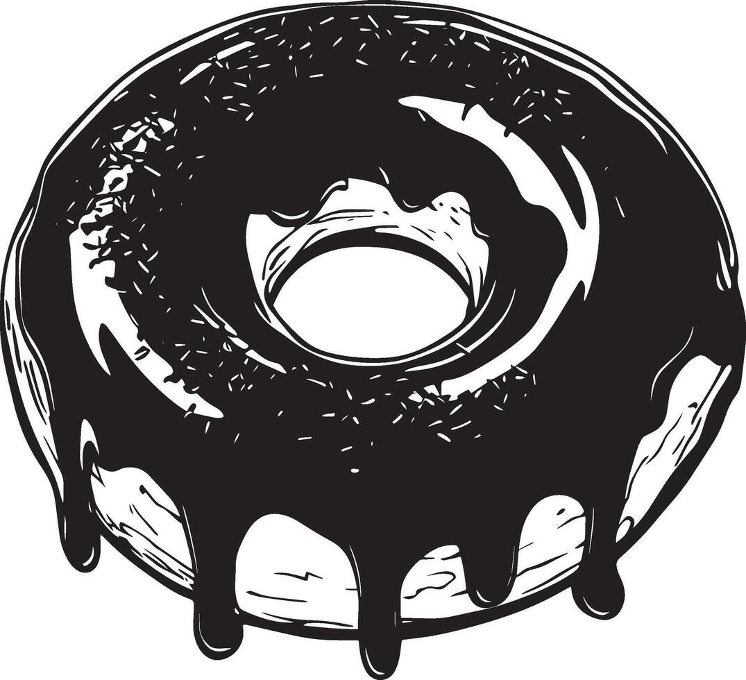 A basic black donut icon in silhouette style vector