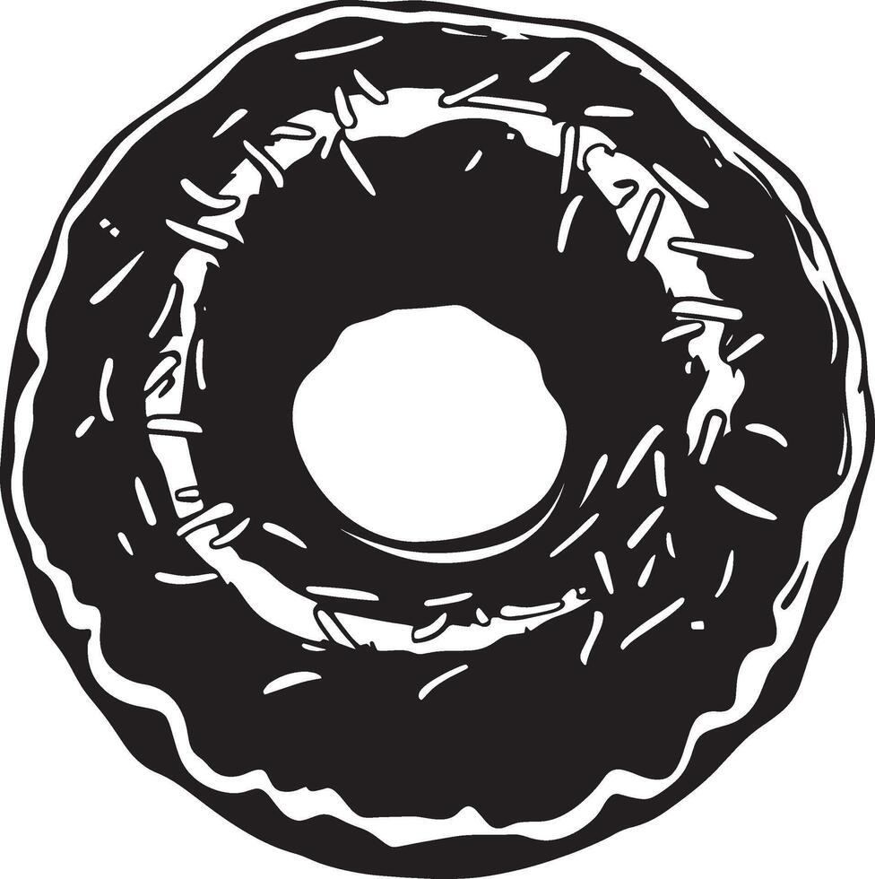 A monochrome silhouette of a donut vector