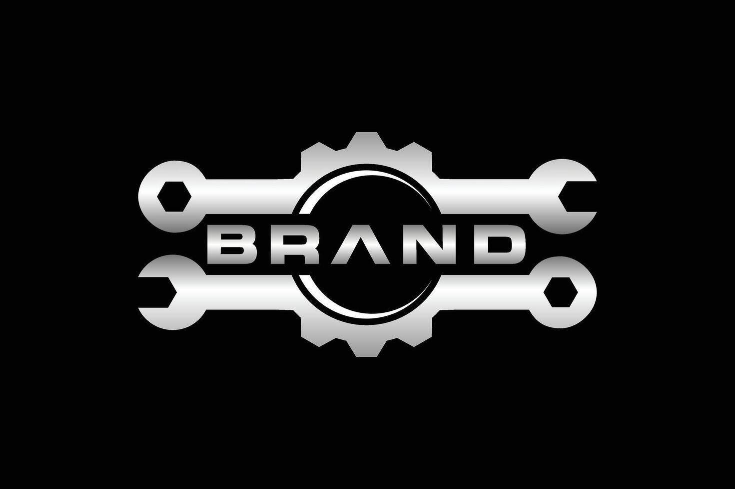gear two wrench emblem logo vector