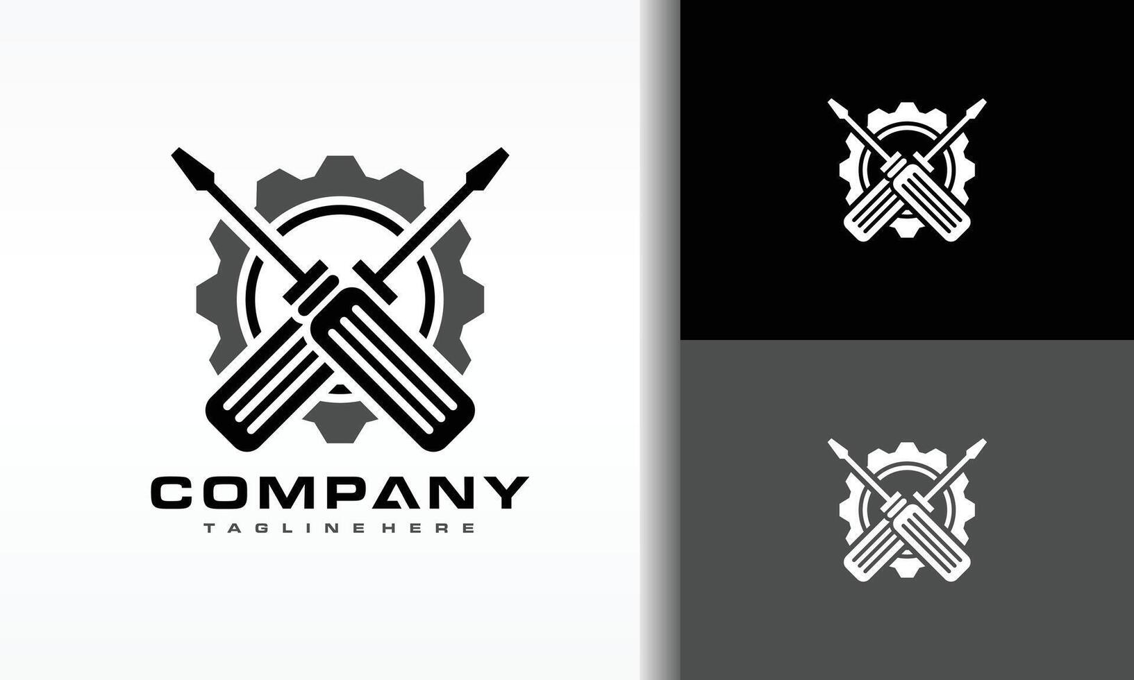 logo workshop screwdriver gear vector