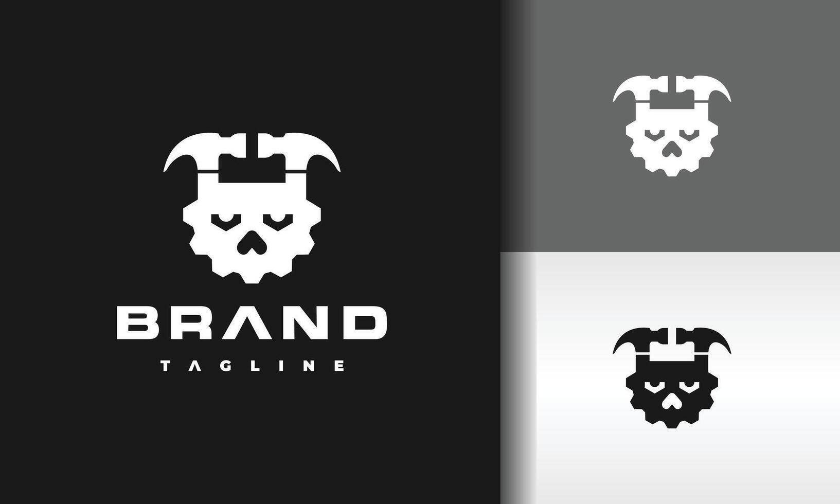 skull gear hammer logo vector