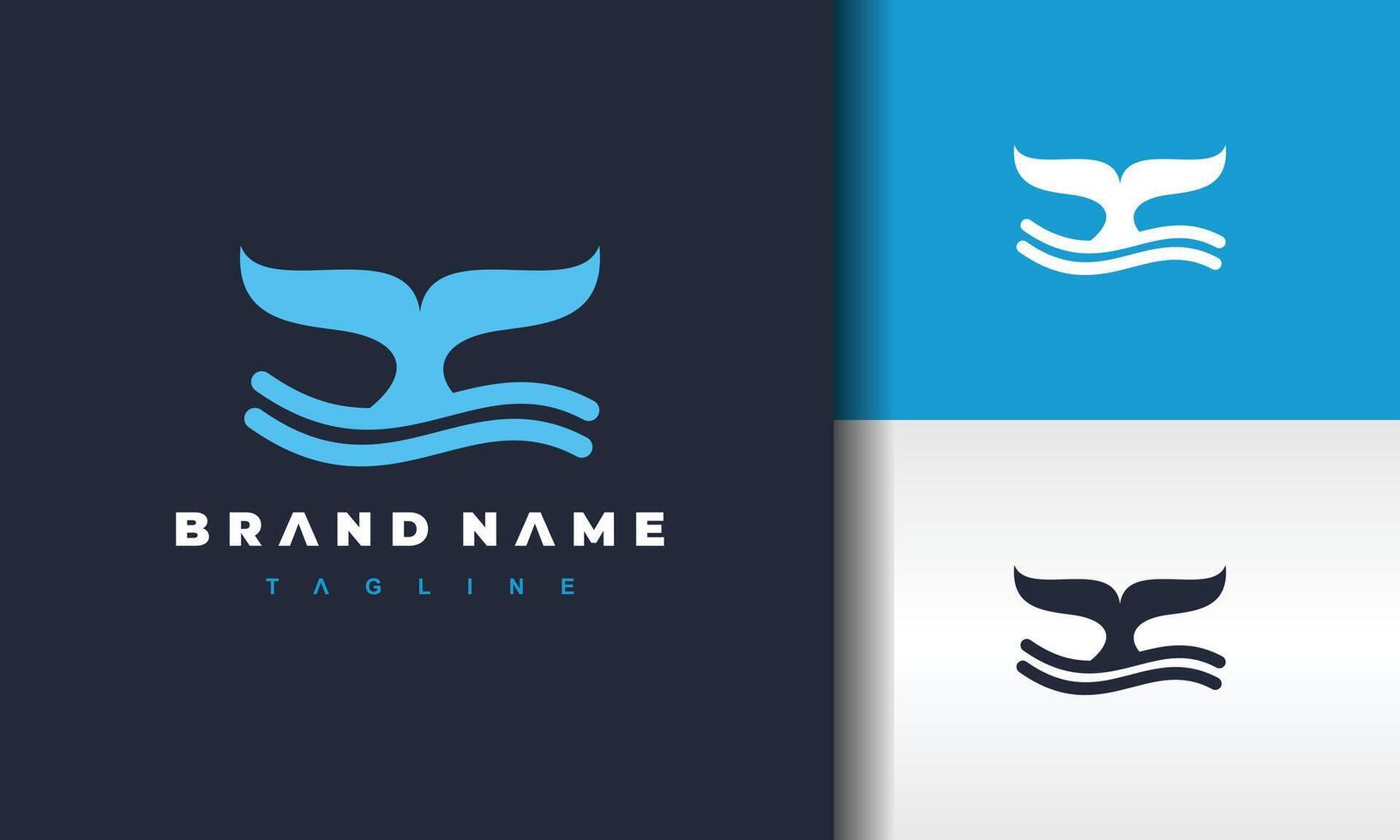 the whale tail waves logo vector