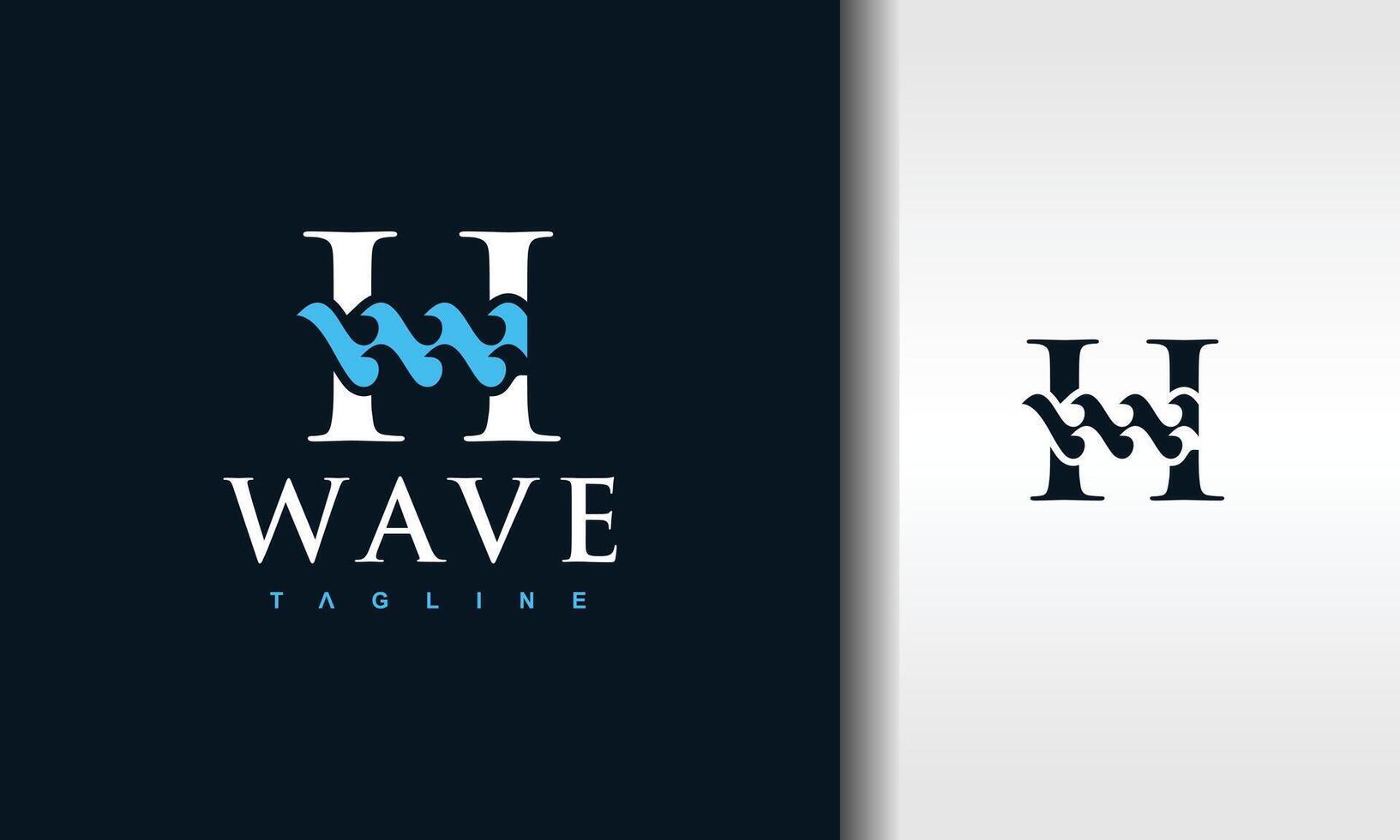 letter H wave ocean logo vector