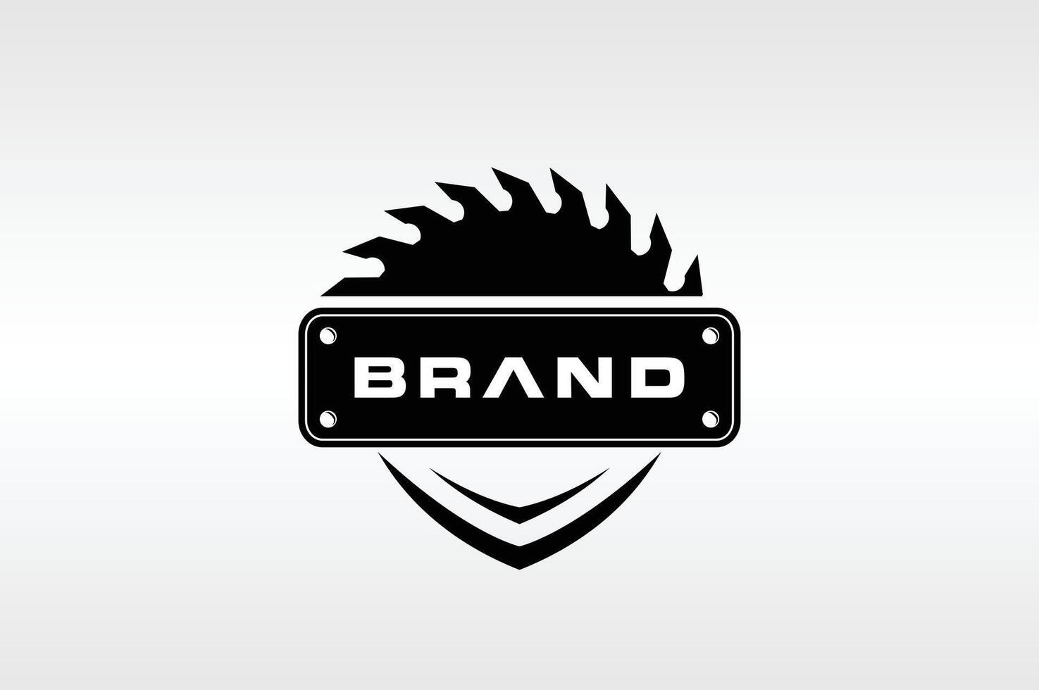 shield circular saw emblem logo vector