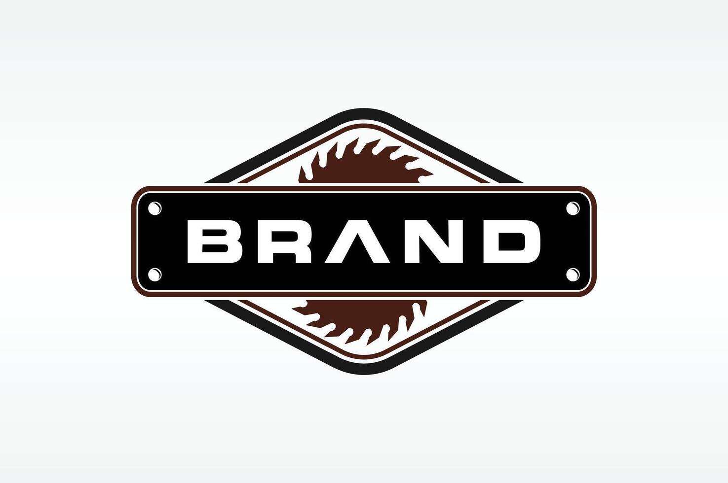 emblem chainsaw frame logo vector