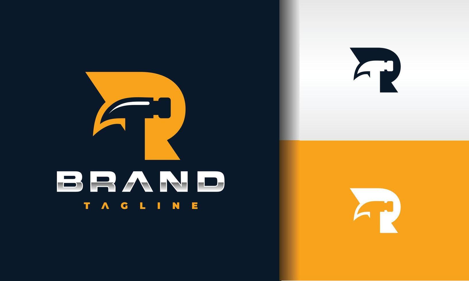letter R hammer logo vector