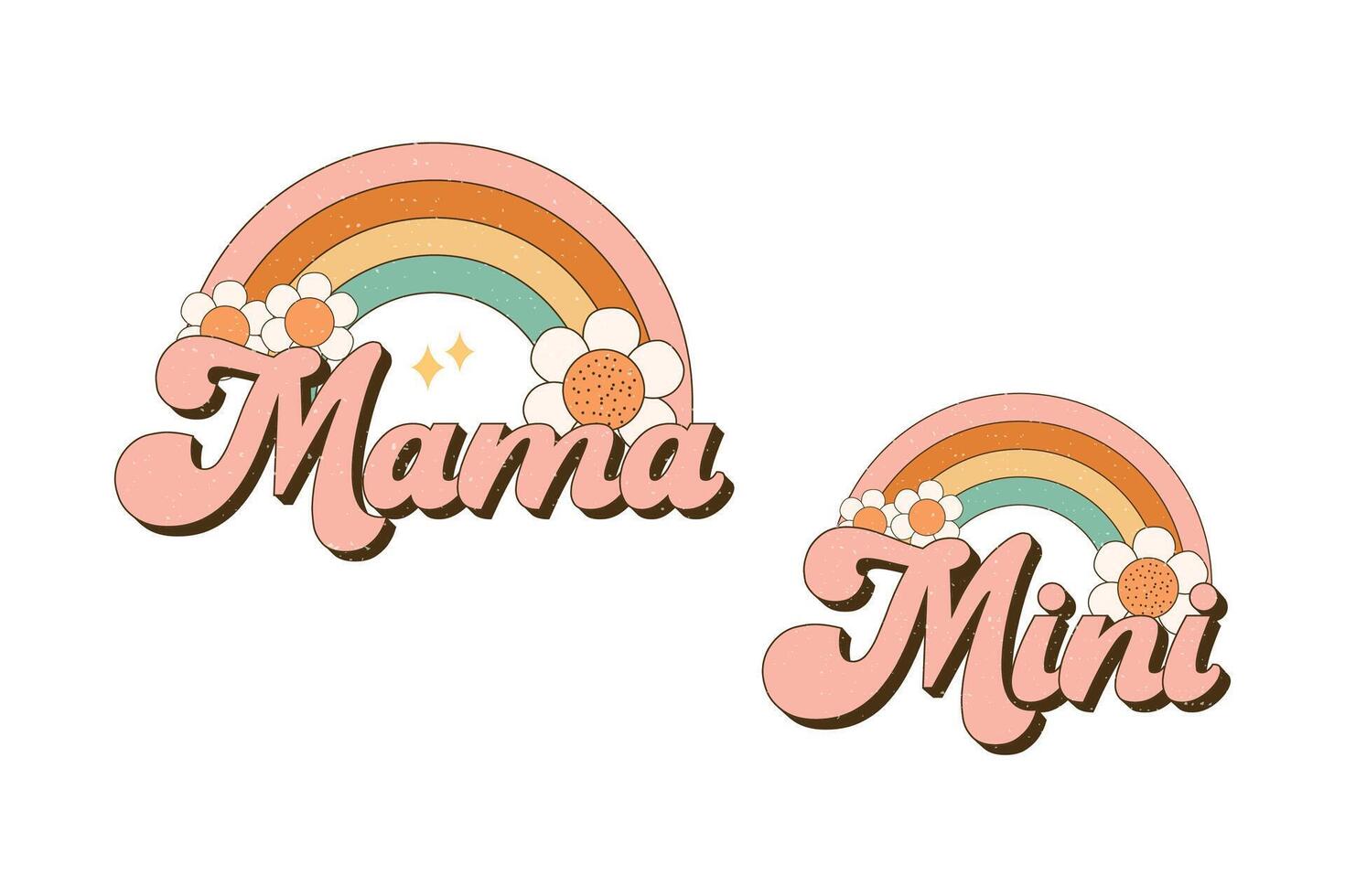 mama mini mothers Day retro sublimation rainbow design vector
