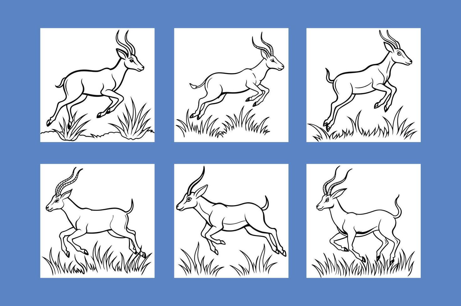 Antelope leaping jumping across the savannah grass vector