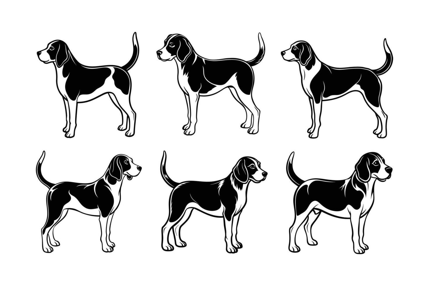 silhouette image of Beagle. vector