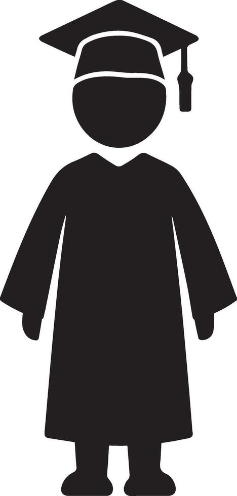 Black and white illustration of a graduate student silhouette art illustration vector