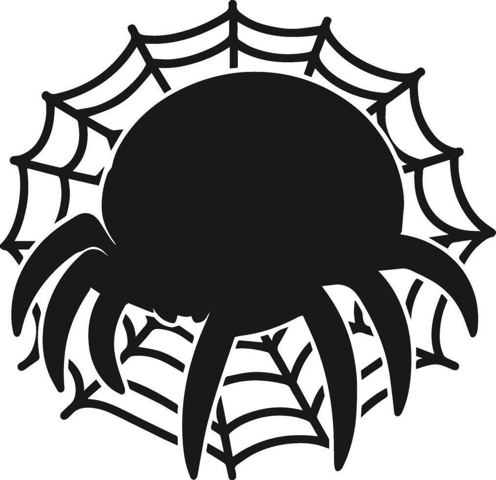 a spider in to the net silhouette illustration vector