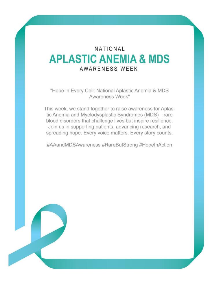 National Aplastic Anemia and MDS Awareness Week Highlights Hope and Healing vector