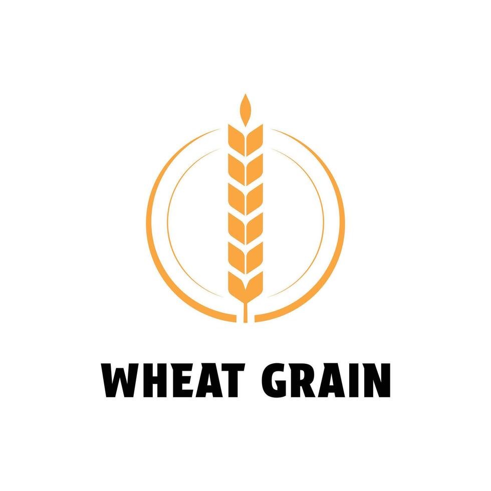 wheat grain logo design creative concept idea with label circle vector