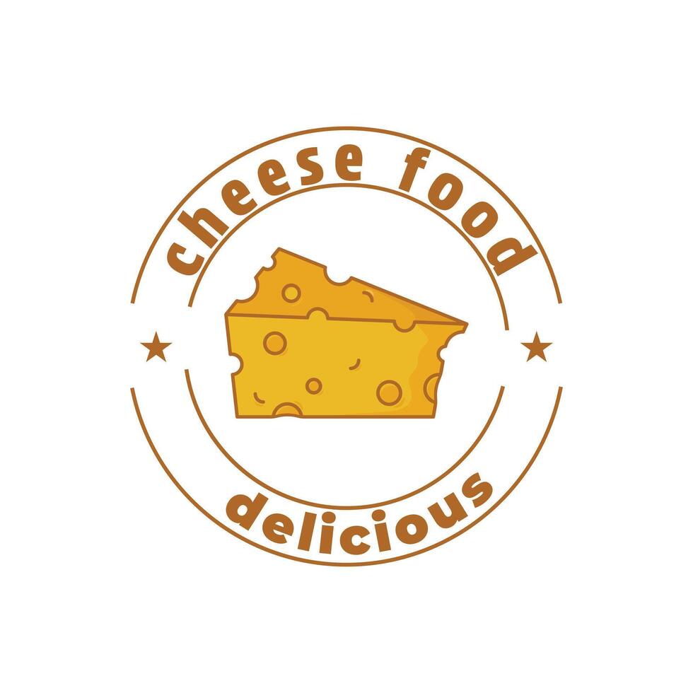 cheese food logo design vintage retro label circle vector