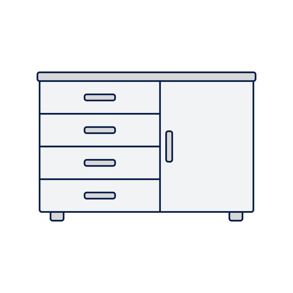 Cabinet, A storage unit with drawers and a closed compartment, ideal for organizing home essentials. vector