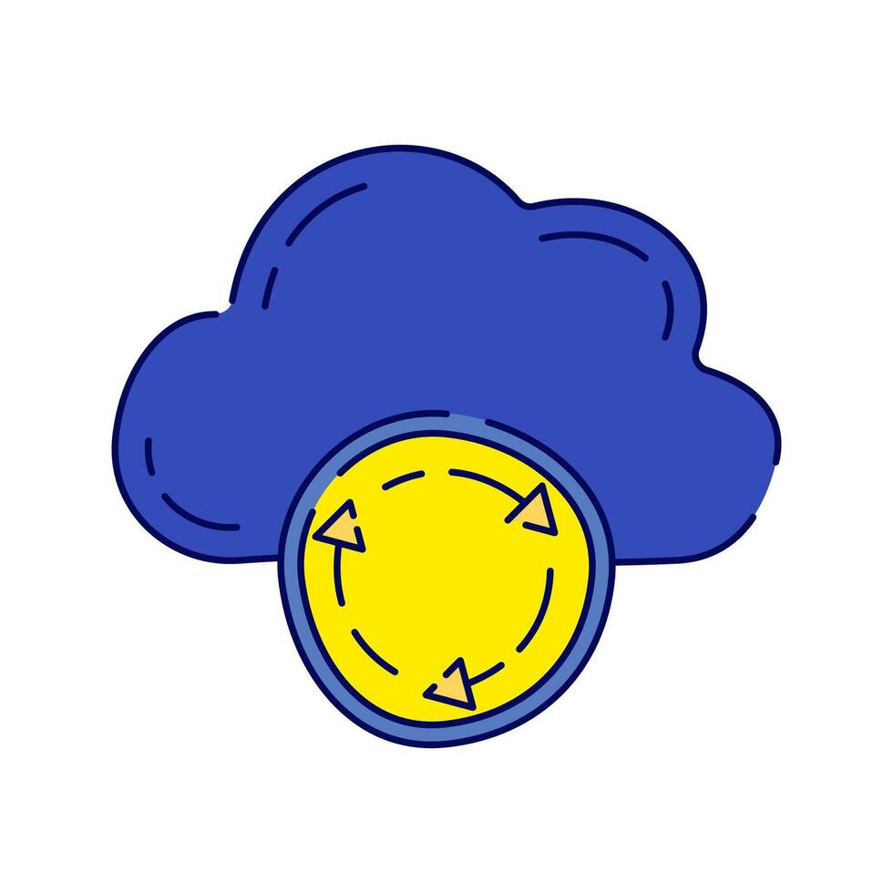 Cloud Data Transfer, A cloud icon with arrows, representing cloud computing and online data synchronization. vector