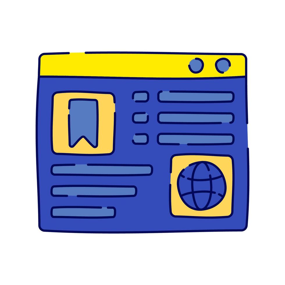 Web Page Layout, A browser window showing a structured webpage with content blocks, symbolizing web development. vector