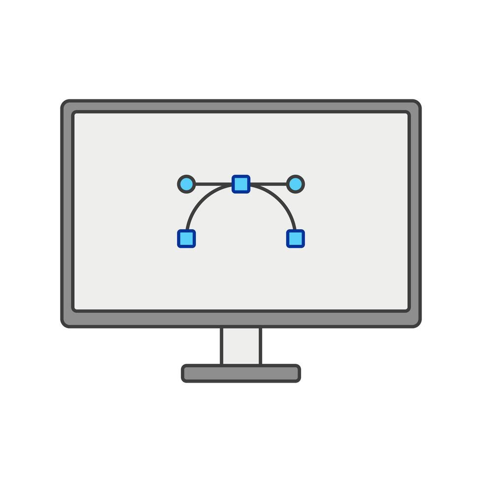 Computer Monitor, A desktop screen displaying pentool design, representing graphic design and digital work. vector