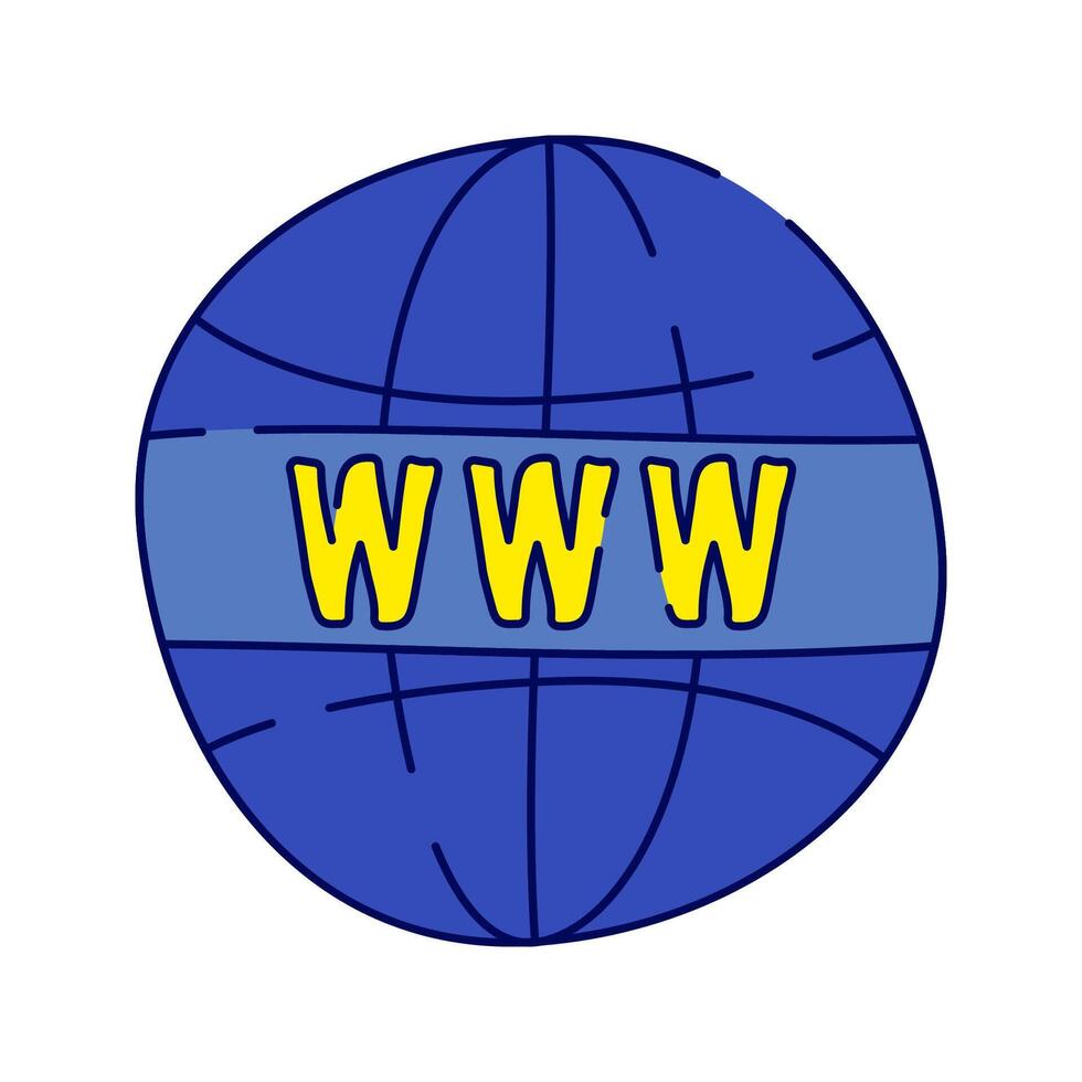 WWW Globe, A globe with WWW text, representing the World Wide Web and global internet connectivity. vector