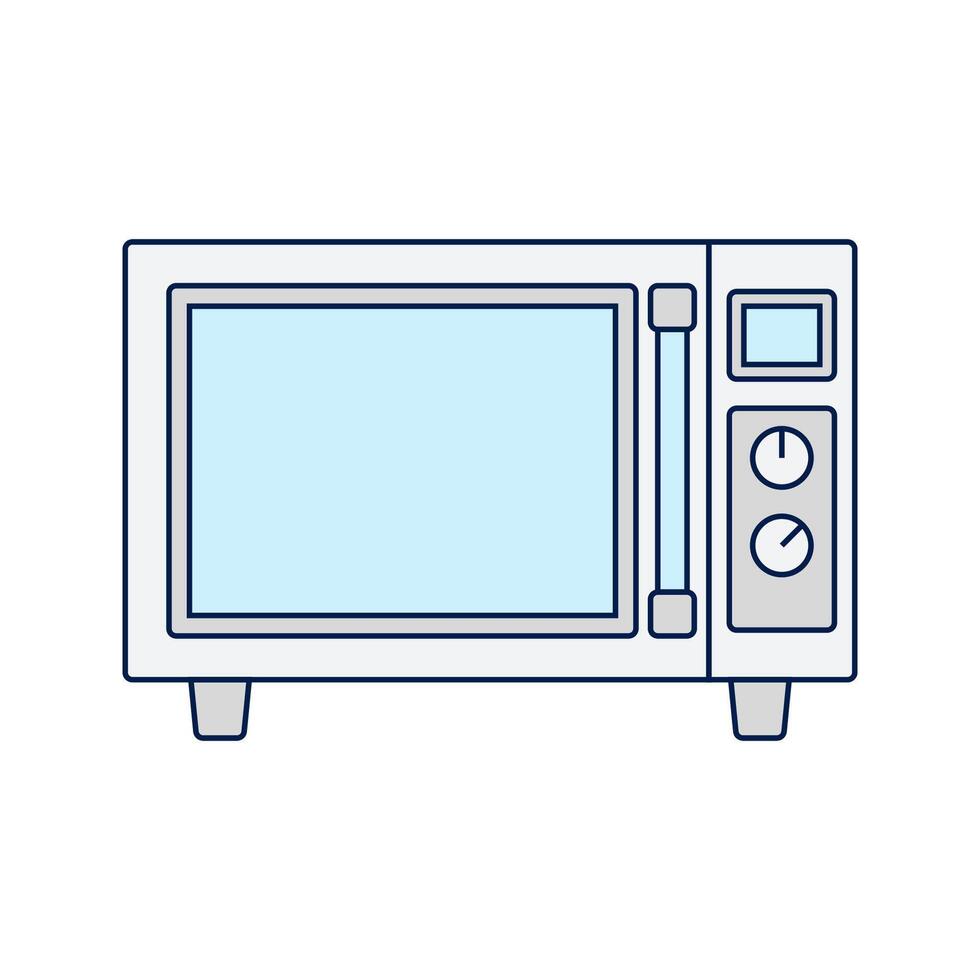 Microwave, A compact microwave oven with a digital control panel, commonly used in kitchens. vector