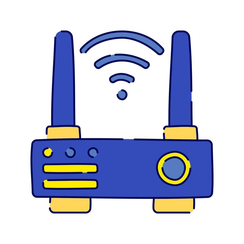 WiFi Router, A router with signal waves, representing wireless internet connectivity and home networking. vector