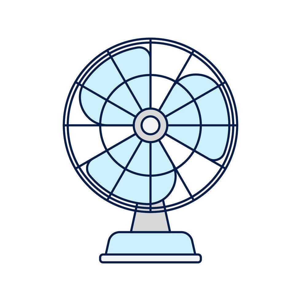 Electric Fan, A standing oscillating fan with a classic circular design, providing air circulation. vector