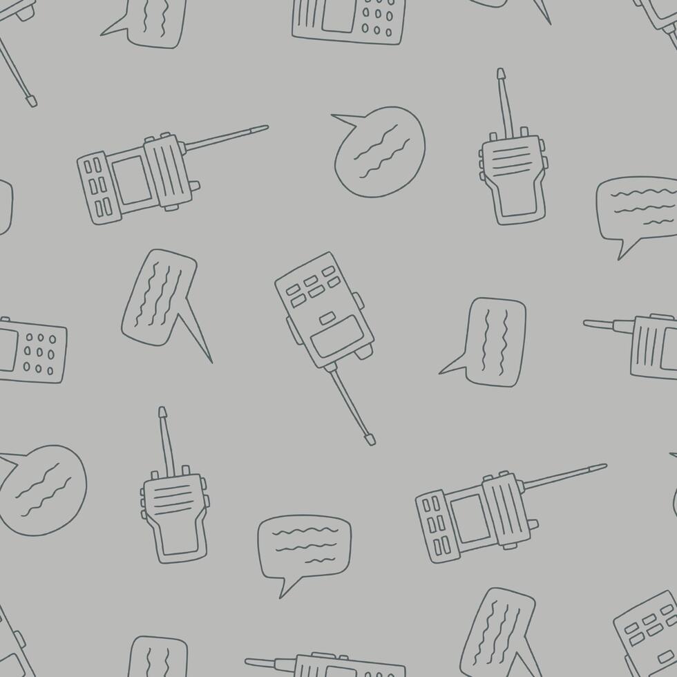 Outline Handheld Transceiver Chat Seamless Pattern illustration for Print, Wallpaper, Decoration. vector