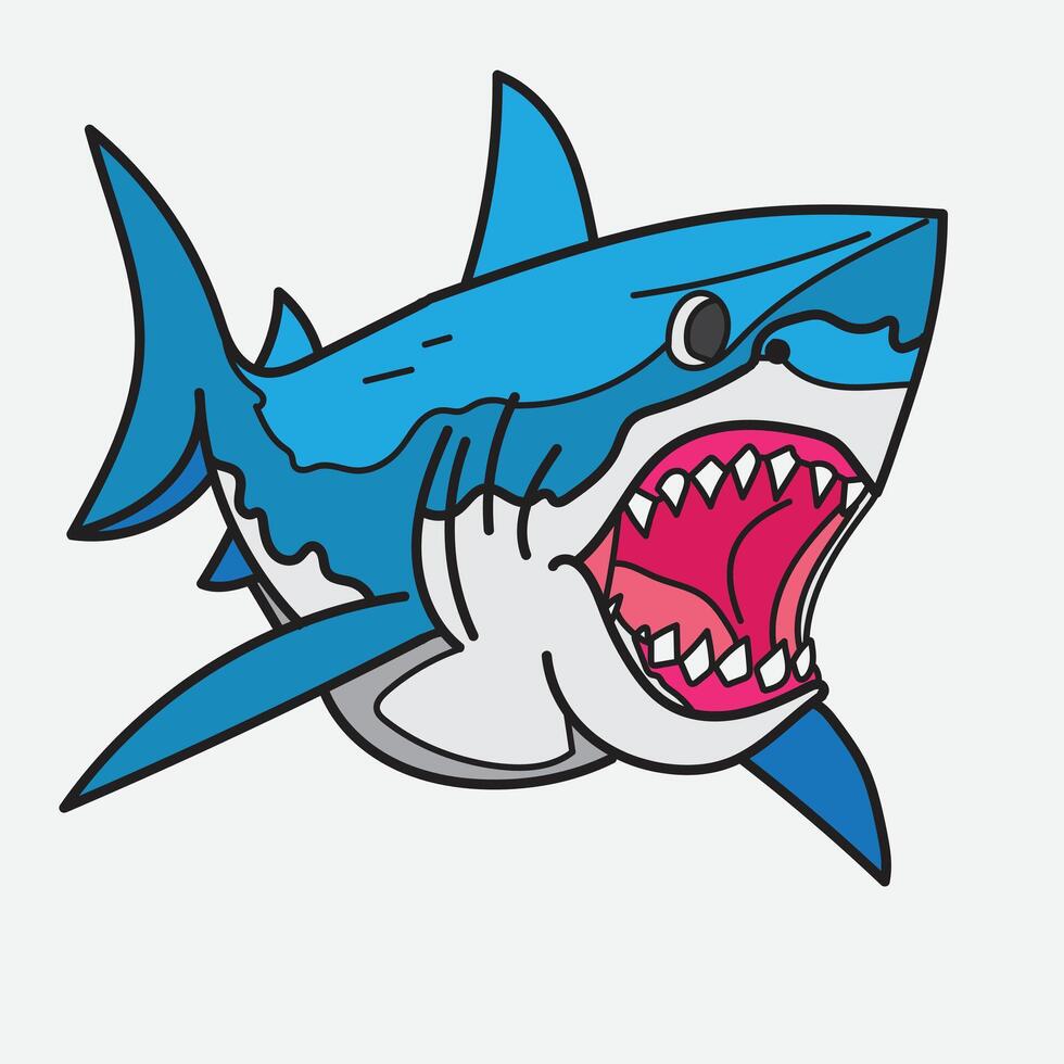 Cute Cartoon megalodon with white Backgound vector