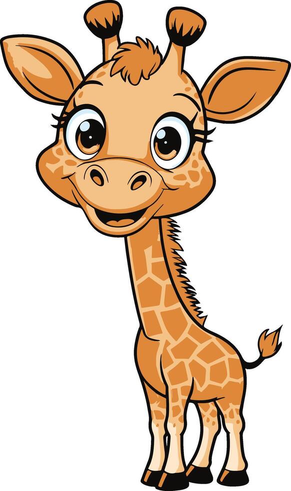 happy baby giraffe looking cartoon illustration vector