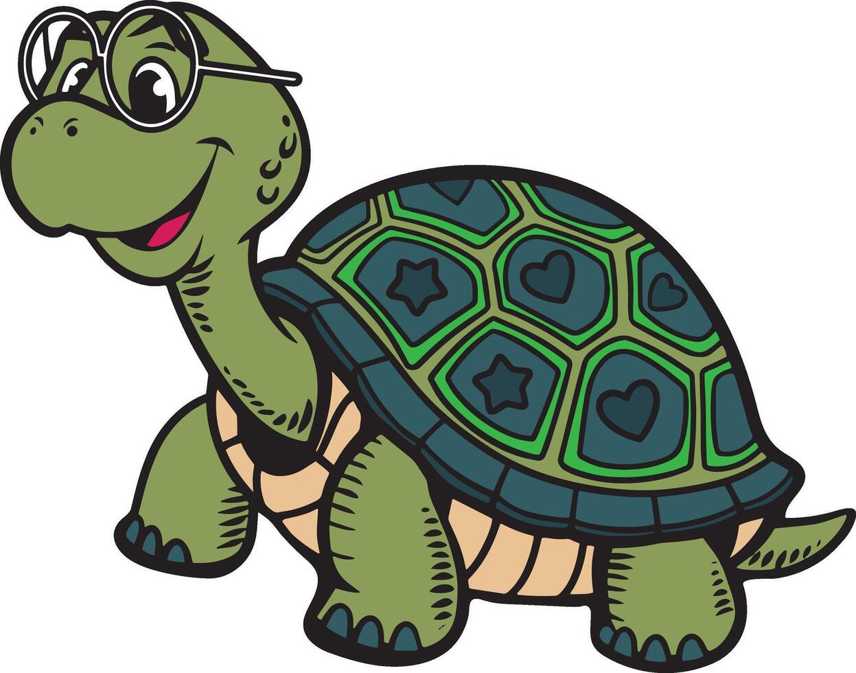 A funny turtle wearing sunglass cartoon illustration vector