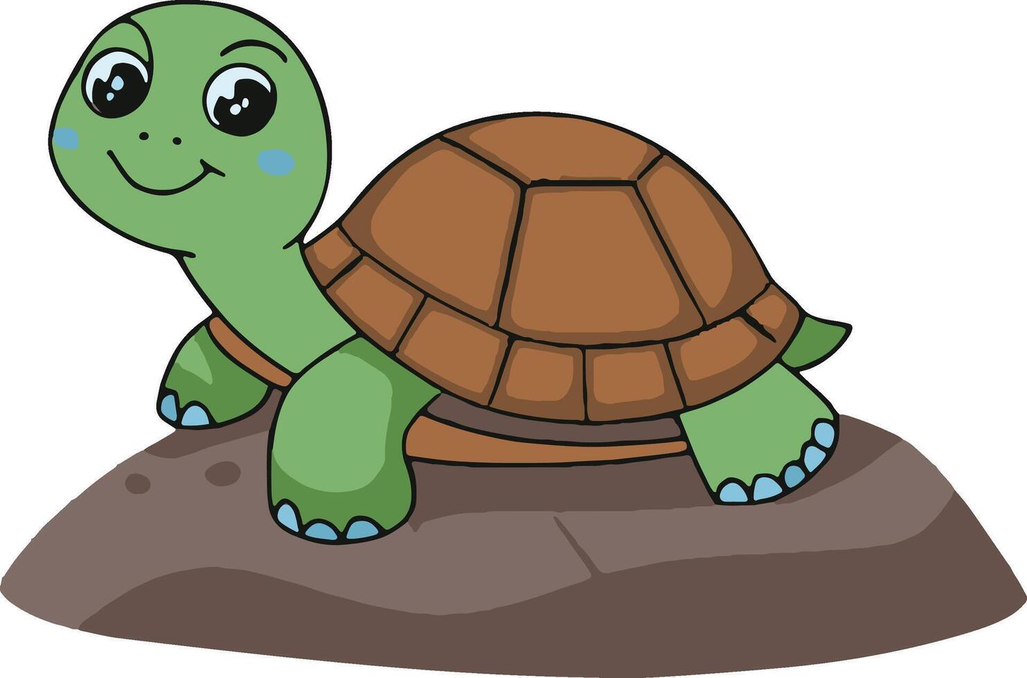A cute turtle smiling cartoon illustration and white background vector