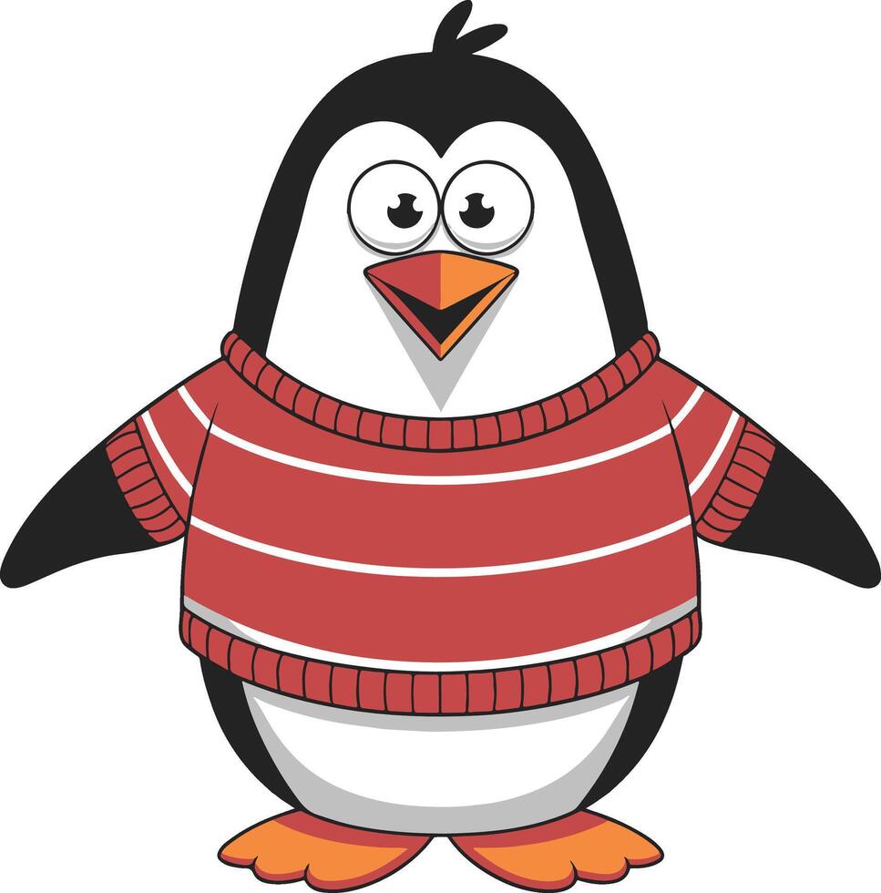 penguin wearing t shirt cartoon illustration vector
