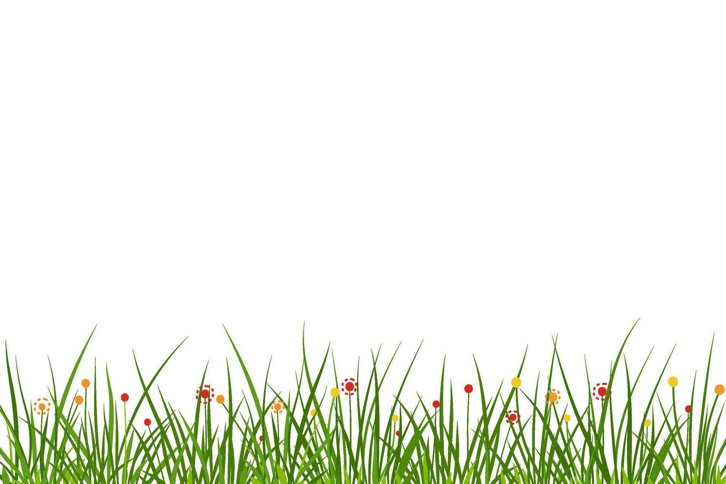 grass with colorful flowers vector