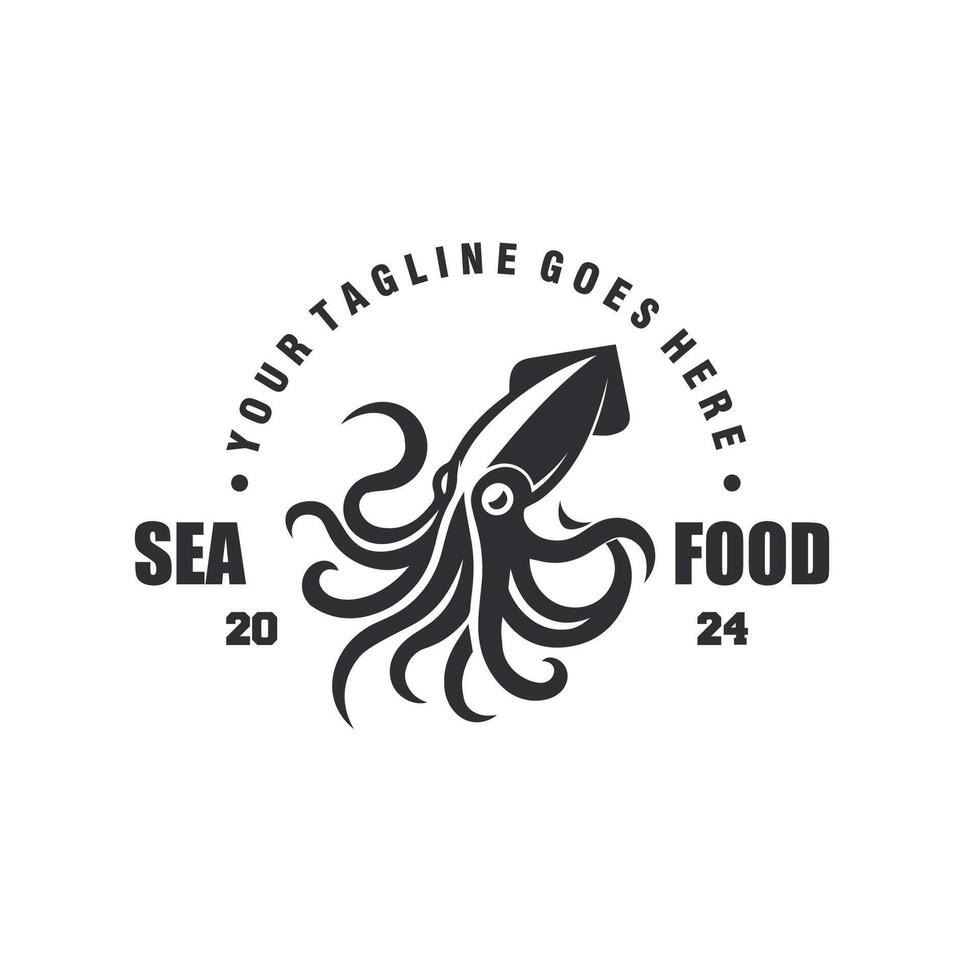 squid vintage monochrome logo design design graphic vector