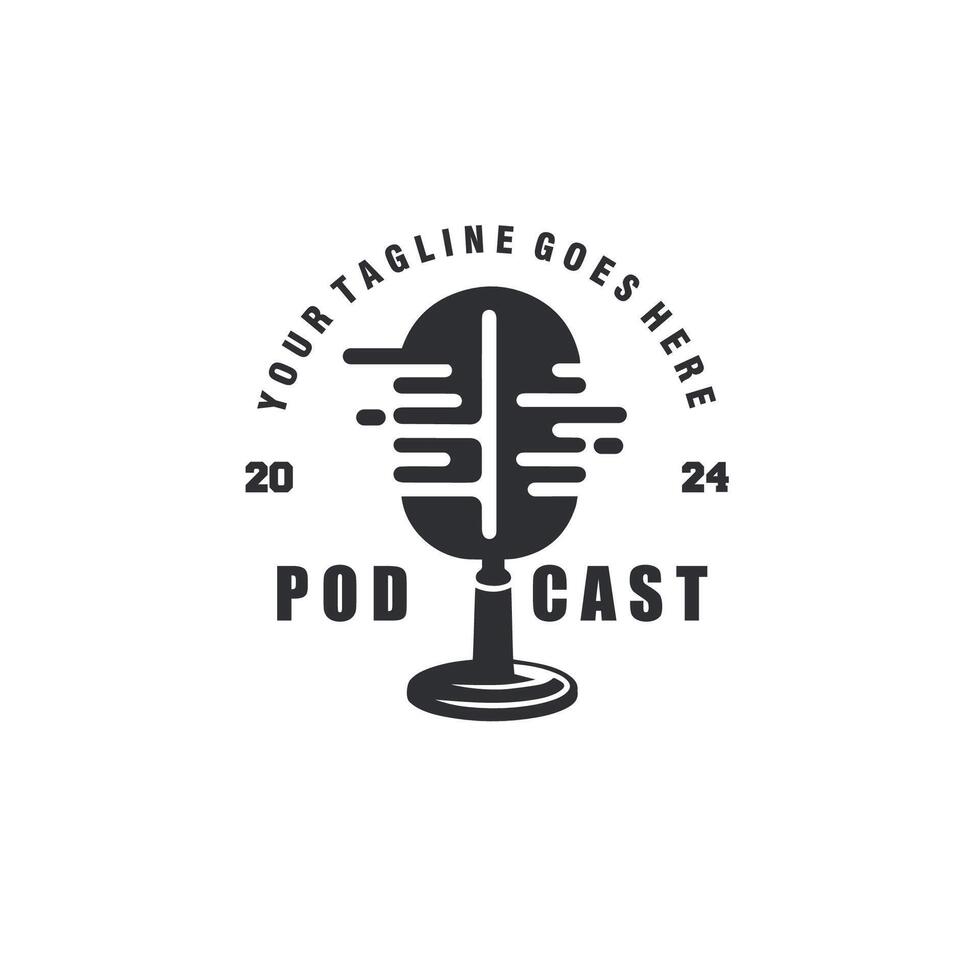 microphone podcast logo design graphic template vector