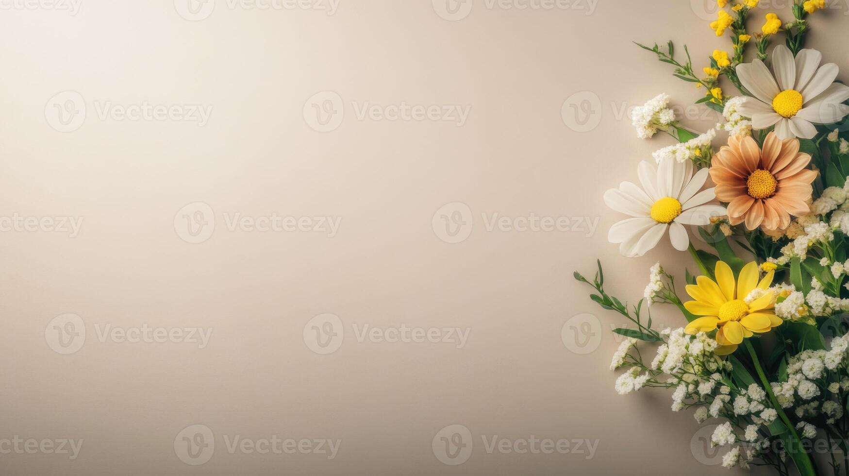 Cute adorable creature adorned with a flower crown on a soft grey background photo