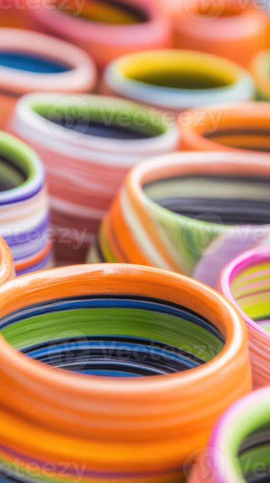 Colorful Mexican-style tableware showcasing vibrant patterns and craftsmanship photo