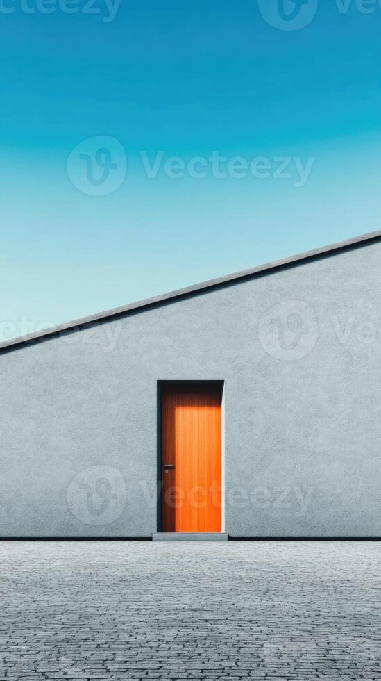 Minimalist Japanese architecture embodies simple elegance under clear skies photo