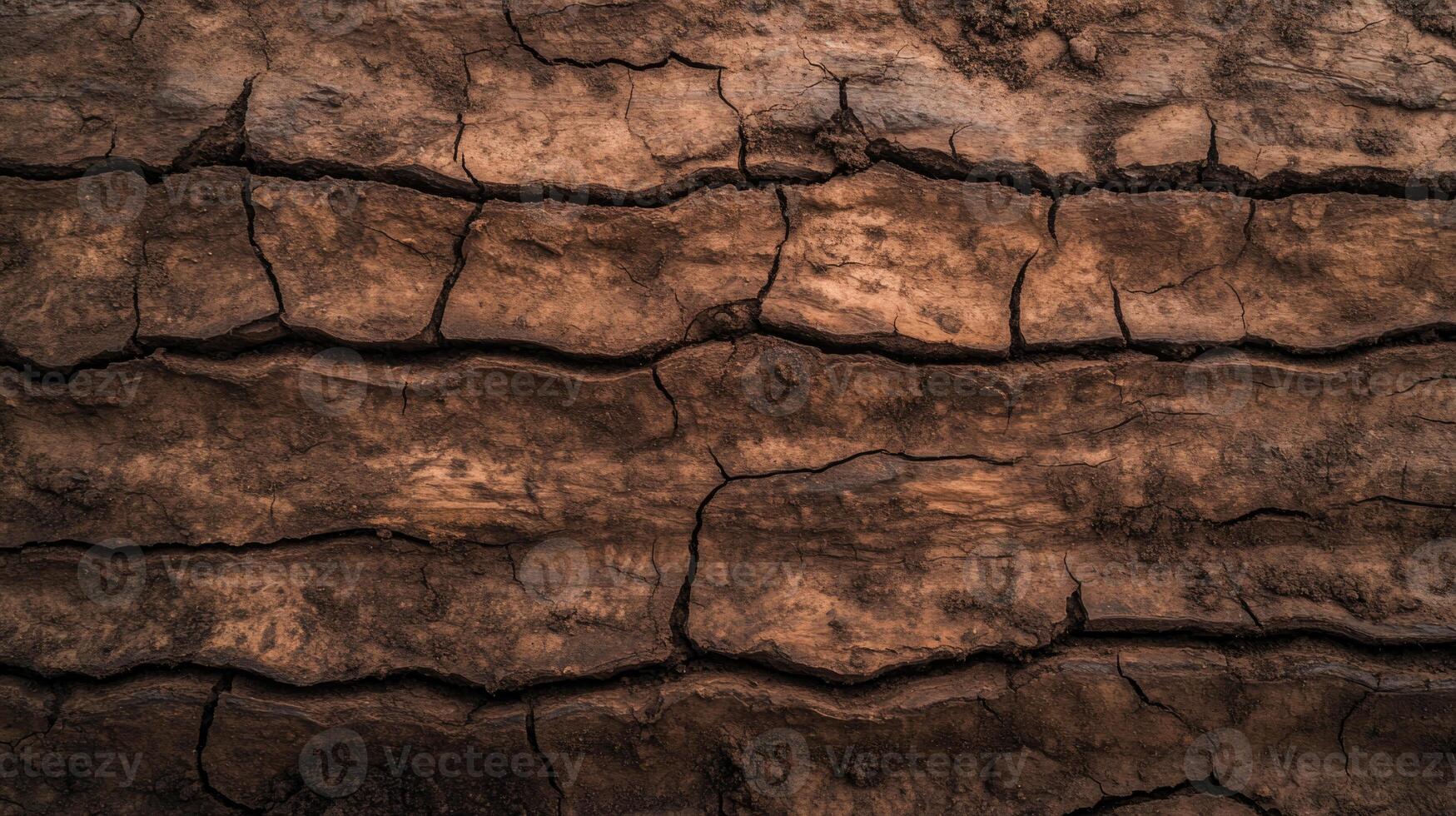 Dry, cracked soil showcases intricate patterns and natural gradients photo