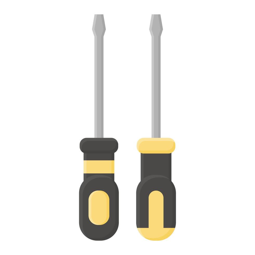 Black Screwdriver Repair Tools. Screwdriver Elements Work Tools. Screwdriver Icon. vector