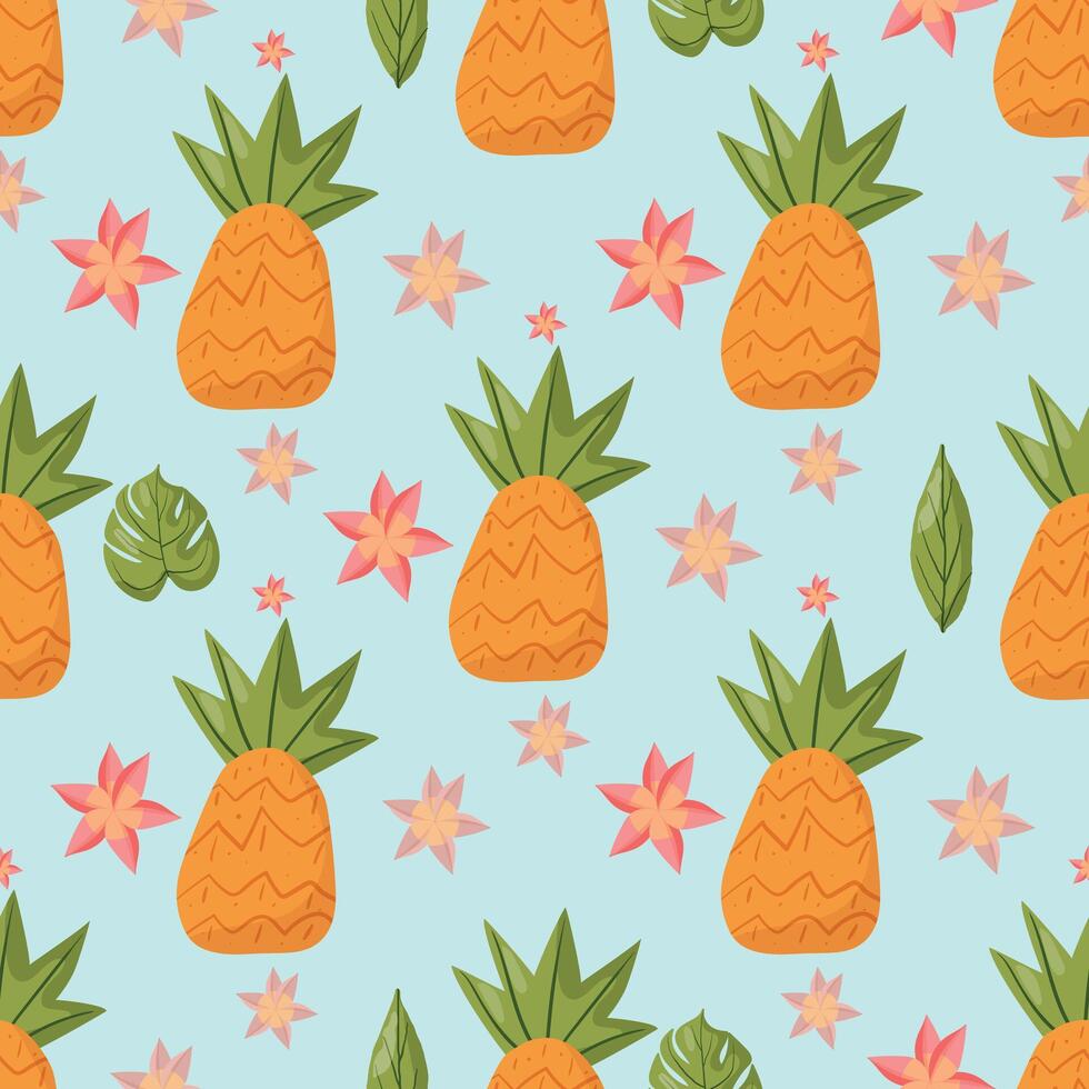 Vibrant tropical seamless pattern featuring pineapples vector